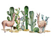 Cactus and Lama Pattern Wallpaper