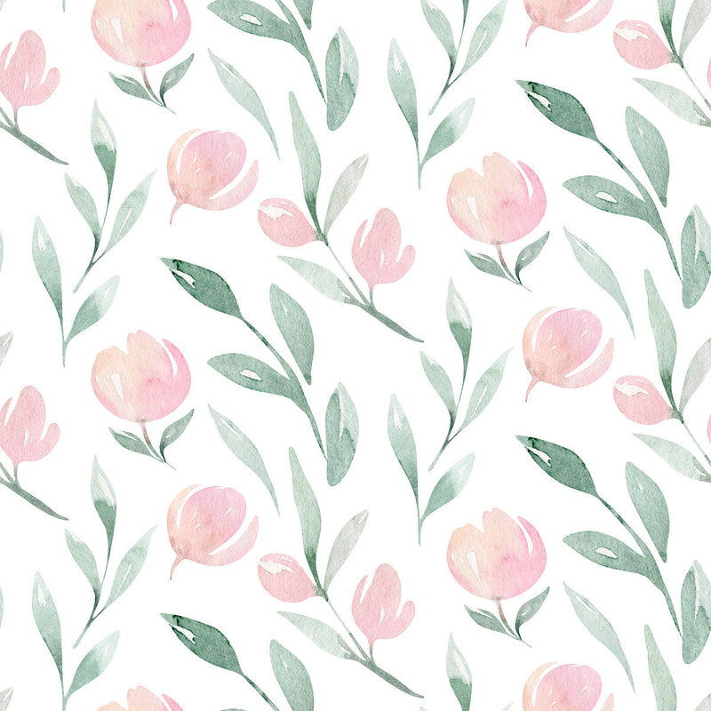Contemporary Pink Flowers Wallpaper Chic