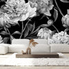 Black and White Peonies Wallpaper