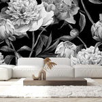 Black and White Peonies Wallpaper