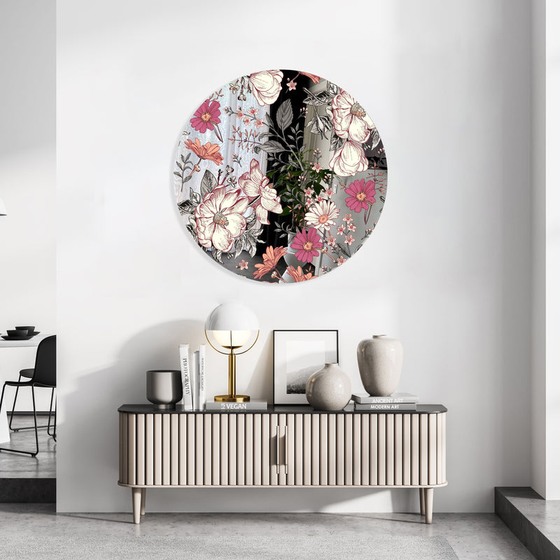 Floral Pattern Printed Mirror Acrylic Circles
