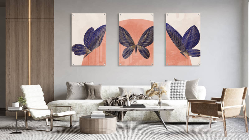 Butterflies Design Set of 3 Prints Modern Wall Art Modern Artwork