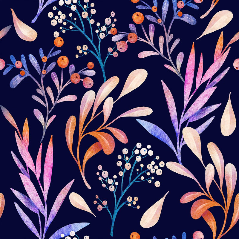 Brightly Berries and Leaves Wallpaper