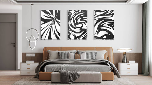 Black and White Color Design Set of 3 Prints Modern Wall Art Modern Artwork