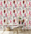 Voguish Pink Leaves Wallpaper Tasteful