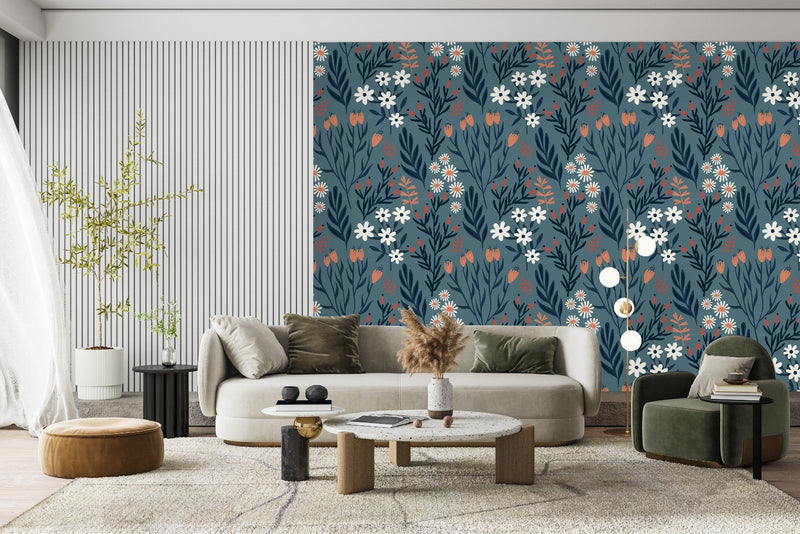 White and Orange Flowers Wallpaper