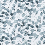 Gathered Bedskirt in Grove Peacoat Blue Watercolor Leaf Floral
