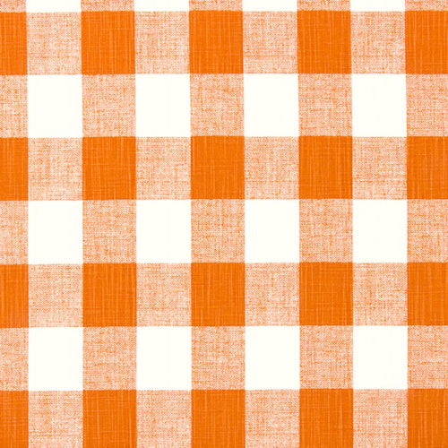 Gathered Bedskirt in Anderson Monarch Orange Buffalo Check Plaid