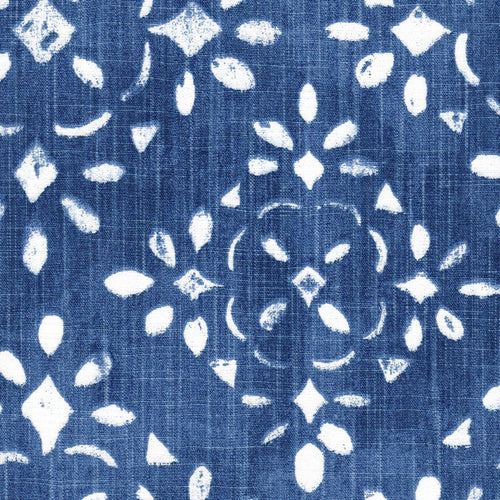 Rod Pocket Curtain Panels Pair in Avila Prussian Blue Farmhouse Floral Lattice