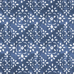 Round Tablecloth in Avila Prussian Blue Farmhouse Floral Lattice