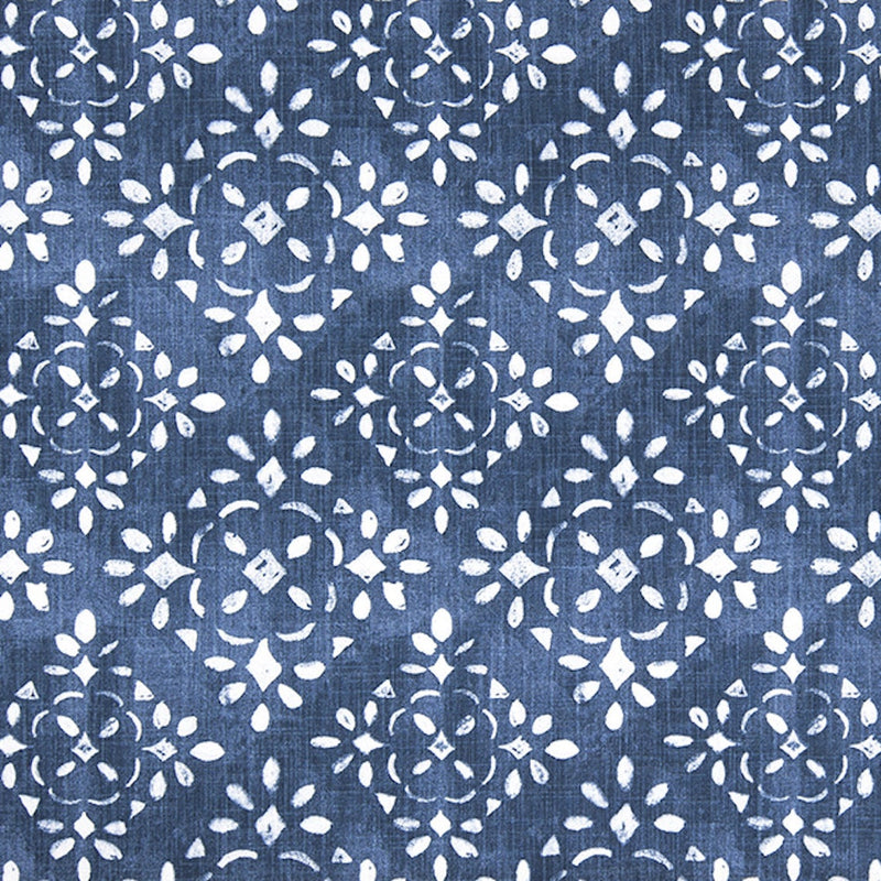 Round Tablecloth in Avila Prussian Blue Farmhouse Floral Lattice