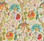 Rod Pocket Curtain Panels Pair in Tudor Summer Jacobean Floral, Tree of Life, Large Scale Multi-Color