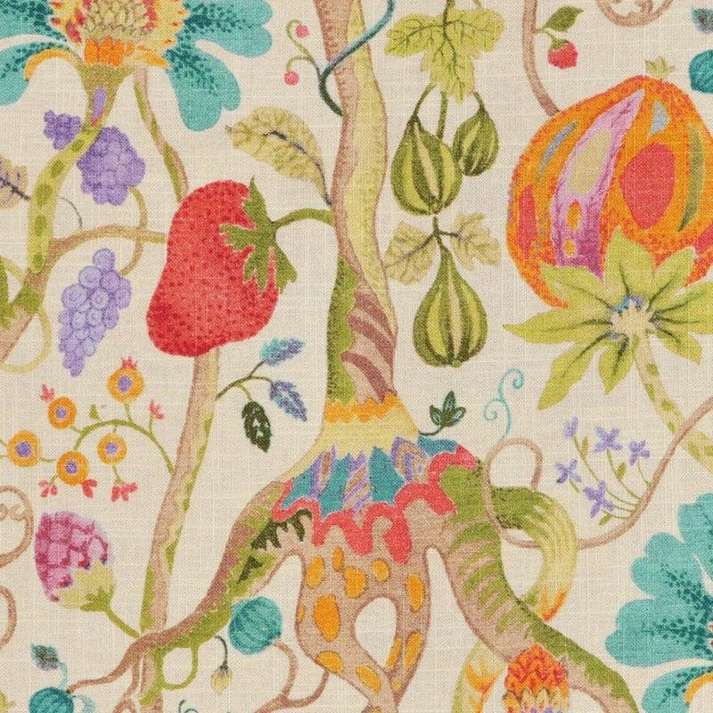 Shower Curtain in Tudor Summer Jacobean Floral, Tree of Life, Large Scale Multi-Color