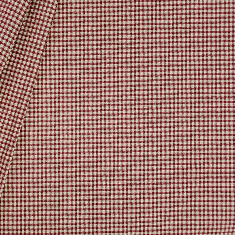 Rod Pocket Curtain Panels Pair in Farmhouse Red Gingham Check on Beige