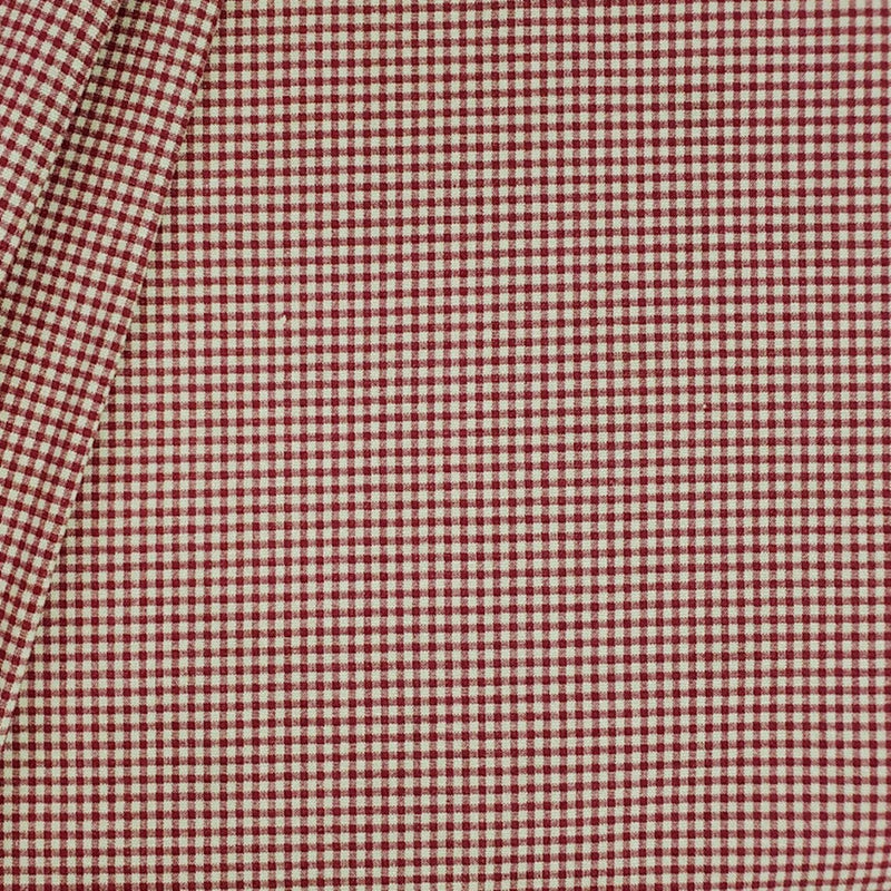 Gathered Bedskirt in Farmhouse Red Gingham Check on Beige