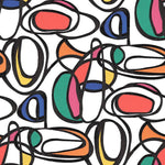 Round Tablecloth in WOW Multi-Color Contemporary Pop Geometric, Large Scale - Red, Blue, Green, Magenta, Orange, Gold, Black & White