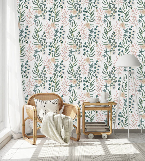 Elegant Watercolor Leaves Wallpaper Chic