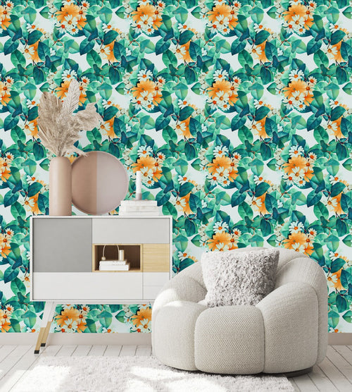 Orange and White Flowers Wallpaper