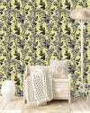 Yellow Wallpaper with White Flowers