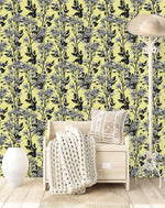 Yellow Wallpaper with White Flowers