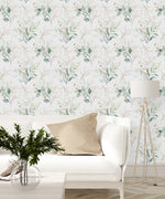 Green Leaves Wallpaper with Gold Contours
