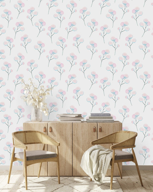 Light Botanical Pattern Wallpaper