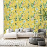 Yellow Wallpaper with Flowers