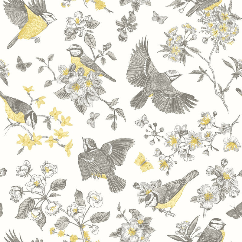 Flowers with Birds Wallpaper