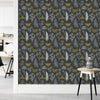 Grey Wallpaper with Wildflowers
