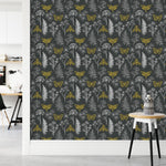 Grey Wallpaper with Wildflowers