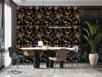 Flowers and Gold Fish Pattern Wallpaper