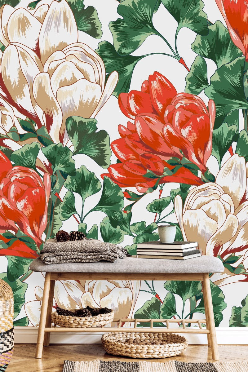 Red and beige wallpaper online