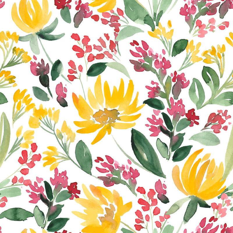 Water colored Yellow Flowers Wallpaper