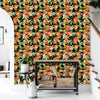 Dark Wallpaper with Flowers and Tangerines