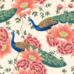 Peacocks and Flowers Wallpaper