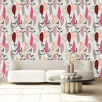 Voguish Pink Leaves Wallpaper Tasteful