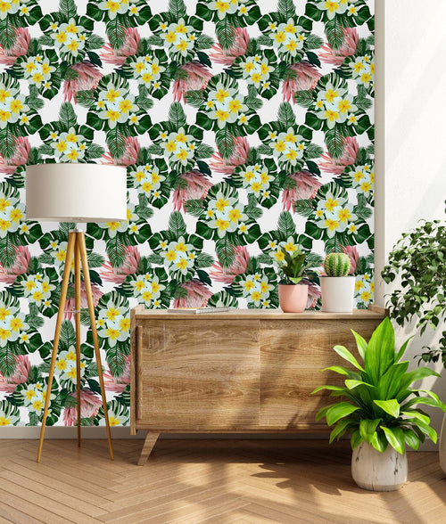Protea and White Flowers Wallpaper