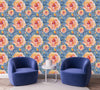 Blue Wallpaper with Roses