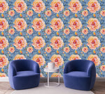 Blue Wallpaper with Roses