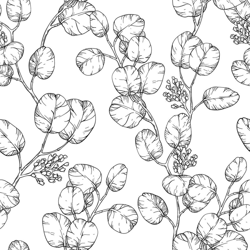 Fashionable Black and White Leaves Wallpaper Chic Select