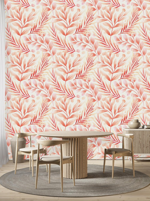 Voguish Red Leaves Wallpaper Tasteful