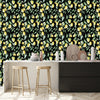 Contemporary Black Wallpaper with Lemons Tasteful