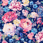Pink and Dark Blue Flowers Wallpaper