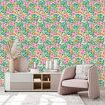 Monstera with Flowers Wallpaper