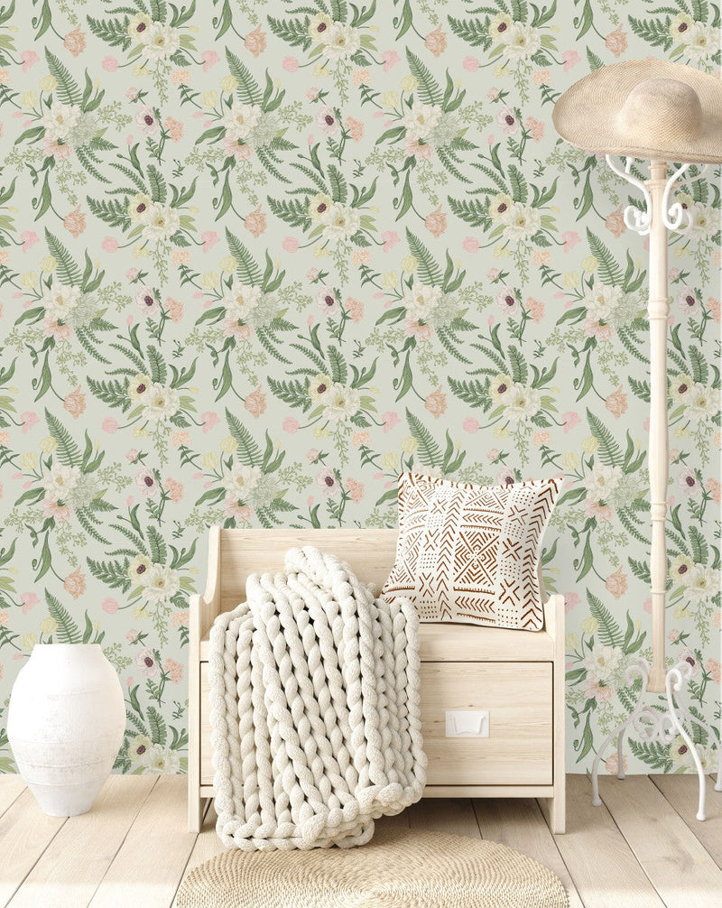 Modish Pastel Colors Floral Wallpaper