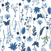 Blue Flowers and Batterflies Wallpaper