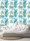 Blue Exotic Leaves Wallpaper