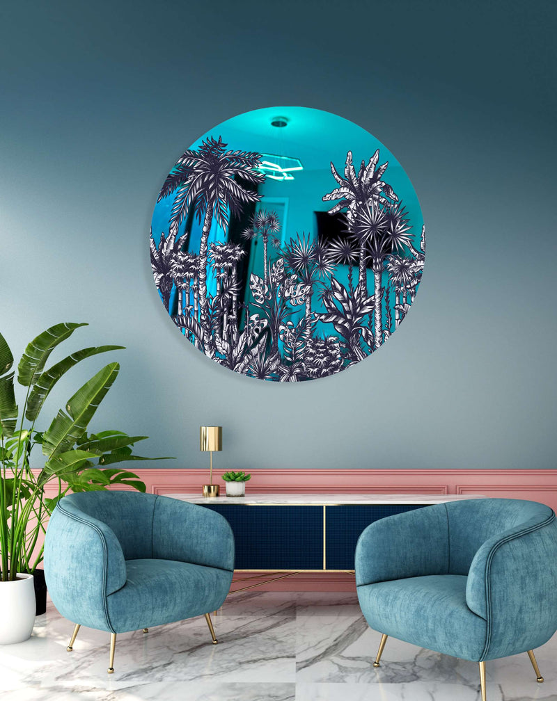 Palms Pattern Printed Mirror Acrylic Circles