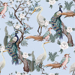 Contemporary Blue Peacocks Wallpaper Tasteful