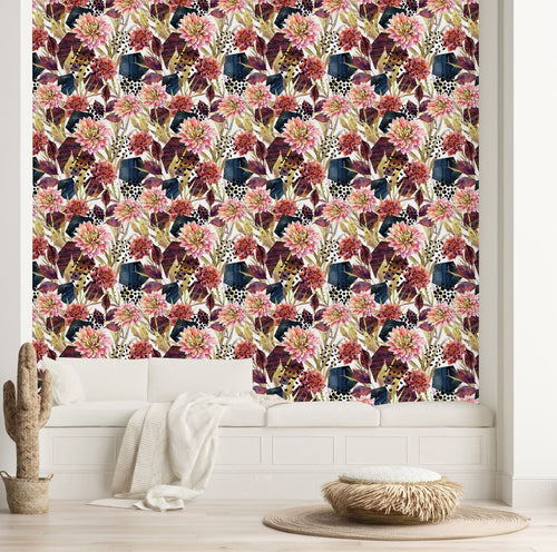 Floral Wallpaper with Dots